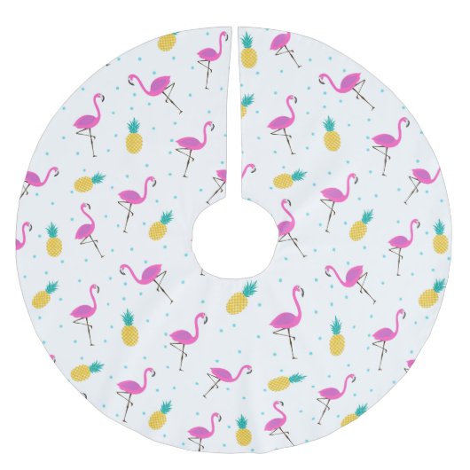 Neonmonogramm der flamingo-| polyester weihnachtsbaumdecke (Vorderseite)