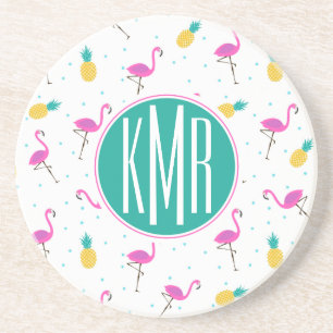 Neonmonogramm der flamingo- untersetzer
