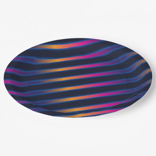 Neonmuster der 80er Jahre Pappteller (Schrägansicht)