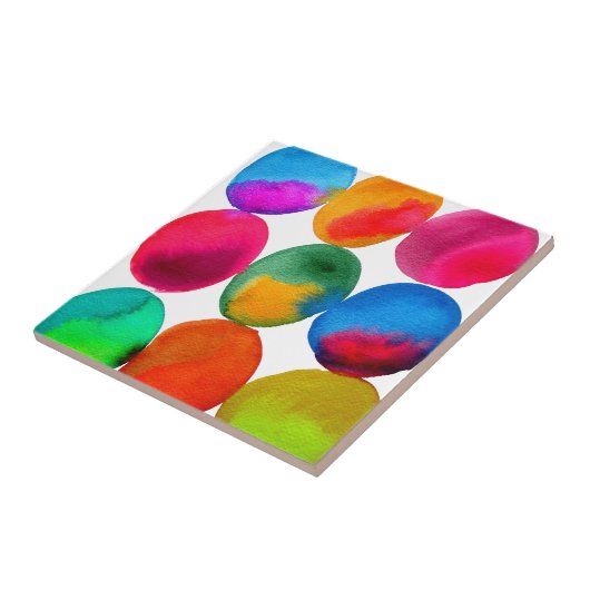 Neonmuster in Aquarellfarbe abstrakte Kunstfarbe Fliese (Seite)