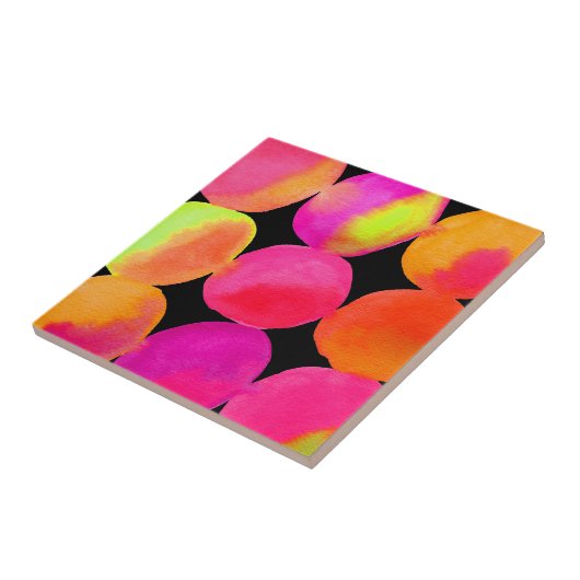 Neonmuster in Aquarellfarbe abstrakte Kunstfarbe Fliese (Seite)