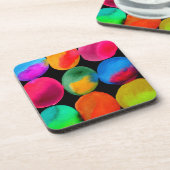 Neonmuster in Aquarellfarbe abstrakte Kunstfarbe Getränkeuntersetzer (Linke Seite)