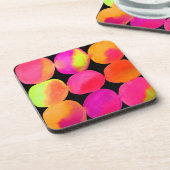 Neonmuster in Aquarellfarbe abstrakte Kunstfarbe Getränkeuntersetzer (Linke Seite)