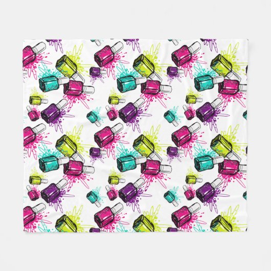 Neonnagellack-Muster Fleecedecke (Vorderseite (Horizontal))