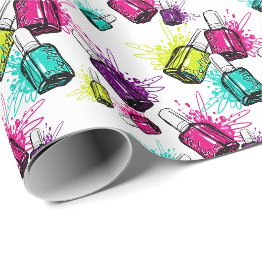 Neonnagellack-Muster Geschenkpapier (Rolleneckpunkt)