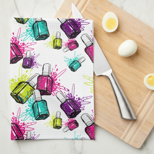 Neonnagellack-Muster Geschirrtuch (Viertel Falte)