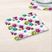 Neonnagellack-Muster Rechteckiger Pappuntersetzer (angewinkelt)