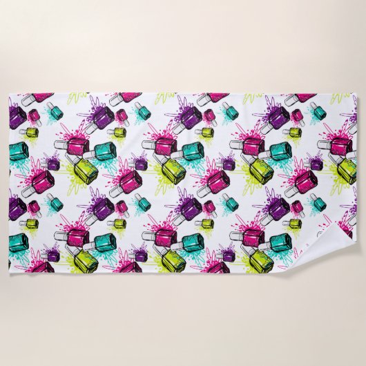 Neonnagellack-Muster Strandtuch (Vorderseite)