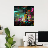 Neonoir Cyberpunk Abstrakt Neon Light City Poster (Heimbüro)