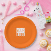 Neonorange - fett formatiertes Logo hinzufügen Pappteller (Party)