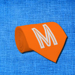 Neonorange - fett - Monogramm Krawatte<br><div class="desc">Necktie mit neonorangefarbenem Hintergrund und fett weißem Schriftart Einfaches und trendiges Design von Alma Wad. Personalisieren Sie es jetzt mit Ihrem Monogramm. ________________ Orange - die Farbe der Sonne - wird oft mit dem Zeichen von Leo assoziiert. Sie können dies in Betracht ziehen,  wenn Sie ein Geschenk auswählen.</div>