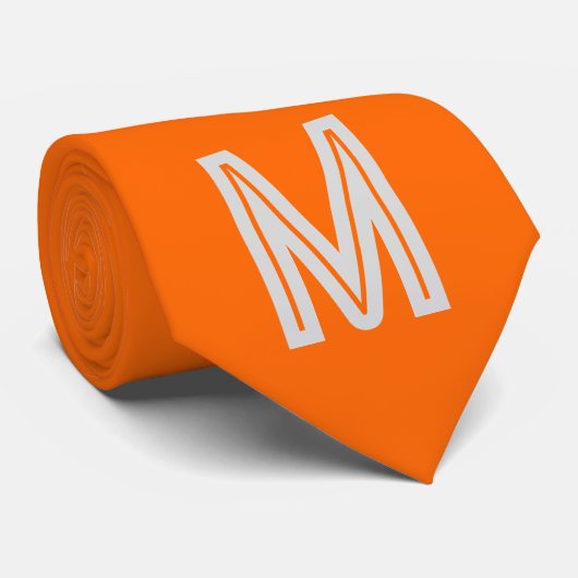 Neonorange - fett - Monogramm Krawatte (Gerollt)