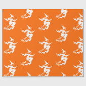 Neonorange - fliegende Hexe Geschenkpapier (Flach)