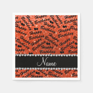 Neonorange Glitzer Geburtstagsballons benennen Serviette
