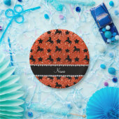 Neonorange Glitzer - Stars Pappteller (Party)