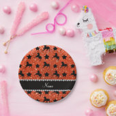 Neonorange Glitzer - Stars Pappteller (Party)
