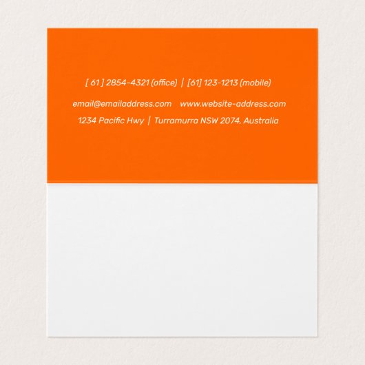 Neonorange - Ihre Logo-Visitenkarte hinzufügen Visitenkarten (Innenseite Aufgefaltet)
