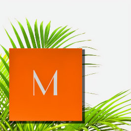 Neonorange - Monogramm hinzufügen Quadratische Visitenkarte
