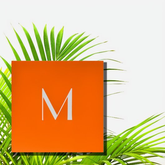 Neonorange - Monogramm hinzufügen Quadratische Visitenkarte
