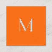Neonorange - Monogramm hinzufügen Quadratische Visitenkarte (Vorderseite)