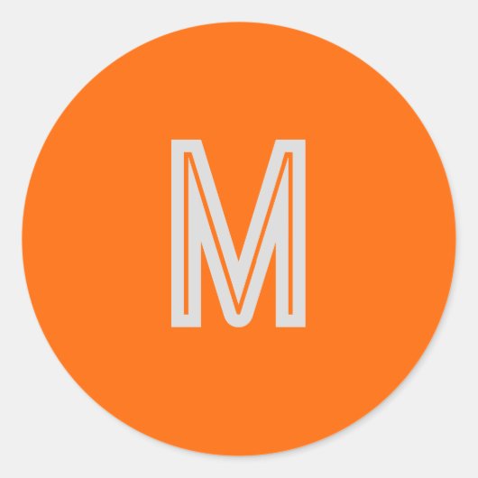 Neonorange - Monogramm hinzufügen Runder Aufkleber (Vorderseite)
