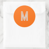 Neonorange - Monogramm hinzufügen Runder Aufkleber (Tasche)