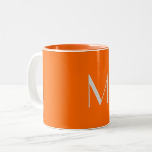 Neonorange - Monogramm hinzufügen Zweifarbige Tasse (Vorderseite Links)