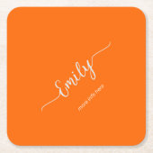 Neonorange-Schrift Rechteckiger Pappuntersetzer (Vorderseite)