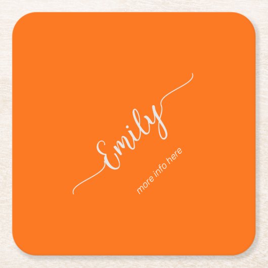 Neonorange-Schrift Rechteckiger Pappuntersetzer (Vorderseite)