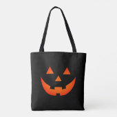 Neonorange schwarze Kürbislaterne Halloween Tasche (Rückseite)