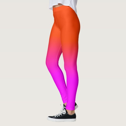 Neonorange und Pink Ombre Schatten-Farbe Leggings (Links)