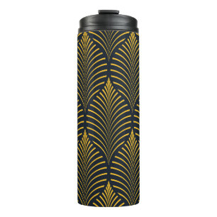 Neonorange Vintag: verzierte Blätter. Thermosbecher