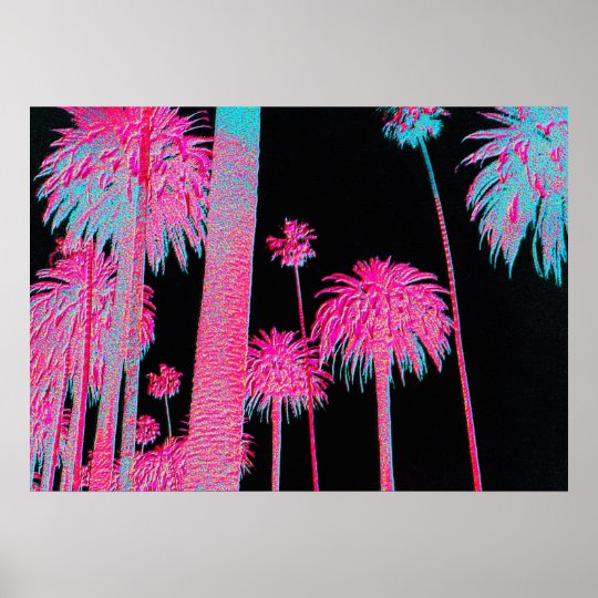 Neonpalme Miami Beachkunst Deko Kunstdruck Poster Zazzle De