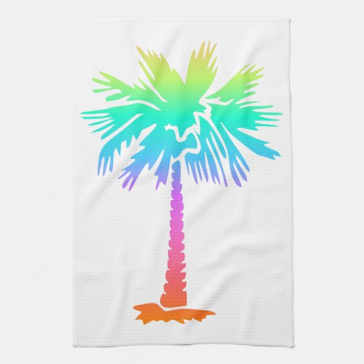 Neonpalme tropischen Sommer farbenfroh Geschirrtuch (Vertikal)