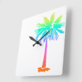 Neonpalme tropischen Sommer farbenfroh Quadratische Wanduhr (Winkel)