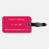 Neonpalme tropischen Sommer hell bunt rosa Gepäckanhänger (Rückseite horizontal)