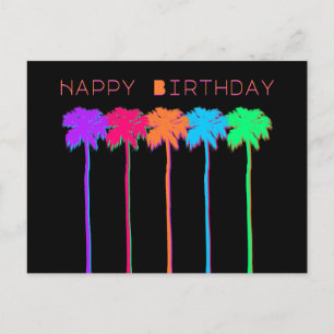 Neonpalmen Frohen Geburtstag Postkarte
