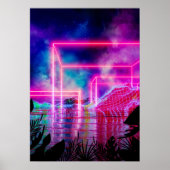 Neonpalmenlandschaft: Cube Poster (Vorne)