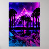Neonpalmenlandschaft: Pyramide Poster (Vorne)
