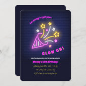 NeonParty-Zeit-Einladung Einladung (Vorne/Hinten)