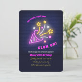 NeonParty-Zeit-Einladung Einladung (Stehend Vorderseite)