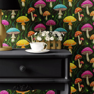 Neonpilze und Farne Tapete