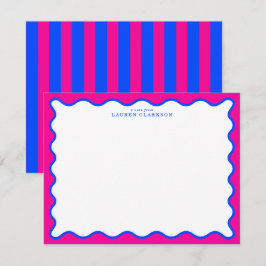 Neonpink & Elektrisch Blau Wellige Karte