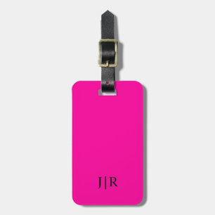 Neonpink und schwarzes modernes Monogramm Gepäckanhänger
