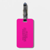 Neonpink und schwarzes modernes Monogramm Gepäckanhänger (Rückseite vertikal)