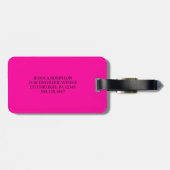 Neonpink und schwarzes modernes Monogramm Gepäckanhänger (Rückseite horizontal)