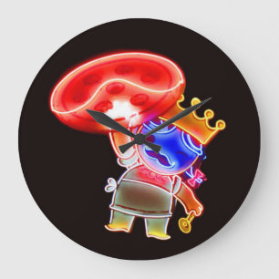 Neonpizza-Torten-Uhr Große Wanduhr