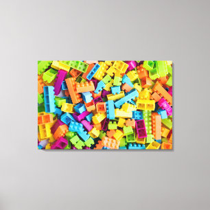 NeonplastikGebäude-Blöcke 2 Leinwanddruck