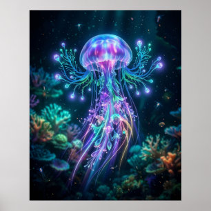 Neonqualle Elektrisches Tief Poster