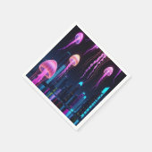 Neonqualle über Cyber City Serviette (Ecke)